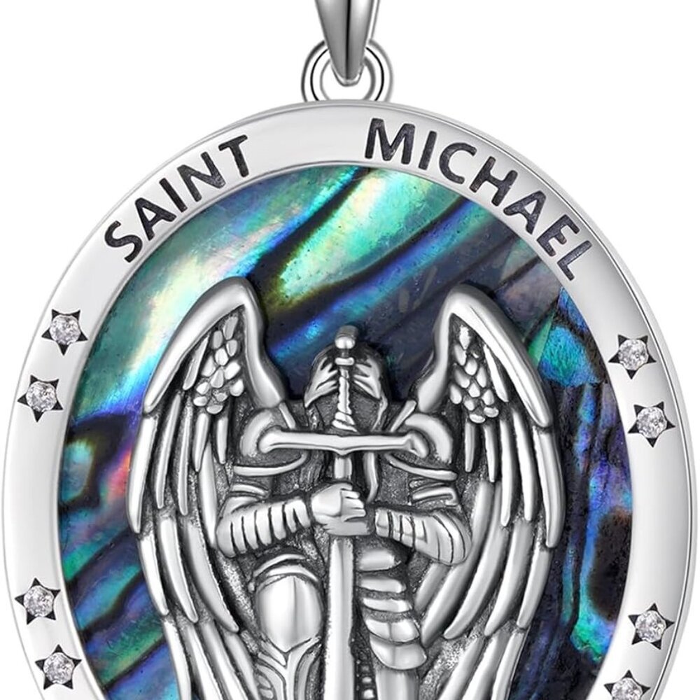 St Michael/St Gerard/St Dymphna/Virgen de Guadalupe Necklace Sterling Silver Rel